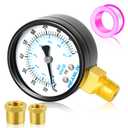 MEANLIN MEASURE 0-100Psi 2" DIAL FACE 1/4" NPT Well Pump Pressure Gauge, with 1/2" NPT and 3/8" NPT Hex Bushing, 3-2-3% Accuracy, Lower Mount