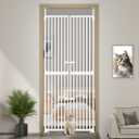71" High Extra Tall Cat Gate, 34-36 Inch Tall Pet Gates, Auto Close Kitten Safety Gates, Double Pet Door for Doorway, Indoor Pet Barrier, No Drilling, Cats Proof Gate, Kitchen (33.5"-36")