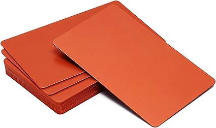 Thick Aluminum Metal Business Cards Anodized Aluminum 86 X 54 X 0.8mm 15 pcs (Orange)