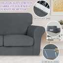 ZNSAYOTX 3 Piece Stretch Sofa Covers (71"-91") for 2 XL Cushion Couch, Thick Striped Sofa Cover with Elastic Band Bottom Ties Non-Slip Stay in Place, Soft Durable Couch Slipcovers, Dark Grey
