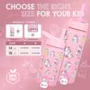 FAHRMOSIS 18 OZ Kids Water Bottle with Straw & 2 Lids (Flip & Spout) Leak Proof Metal Insulated Stainless Steel Reusable Tumbler for School & Sports Water Bottle - Pink (Unicorn)