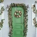 Small Christmas Wreath, 13Inch Artificial Beige Velvet Ball Pine Cone Mini Wreaths for Front Door Christmas Decorations, for Indoor Outdoor Home Hoilday Party Xmas Wall Decor.