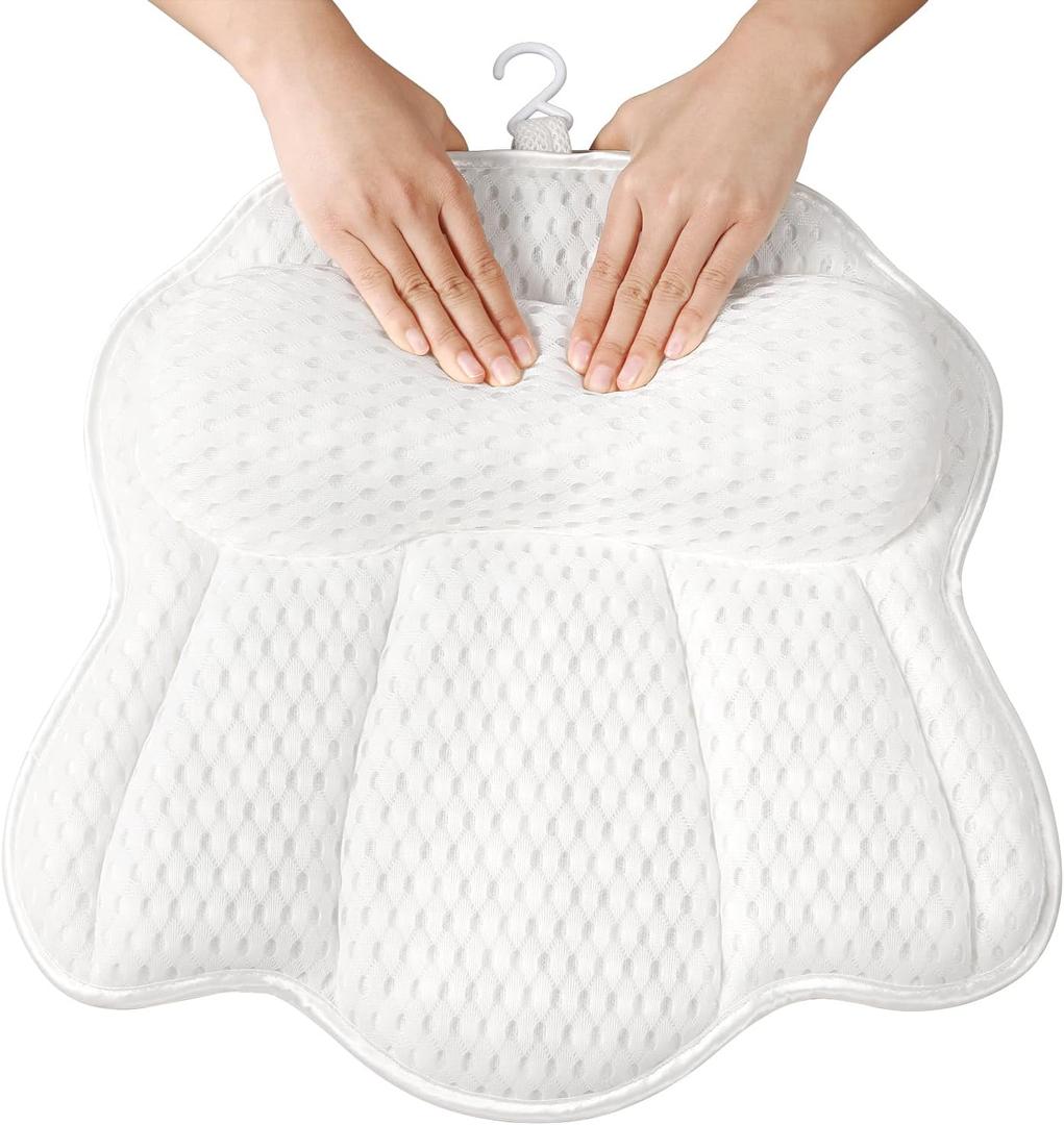 Non Slip Bath Pillows for Tub, 10 Enhanced Suction Cup Bath Pillow for Women Relaxing, Bath Tub Pillows for Head and Neck, Bath Pillow Luxury Bathtub Pillow, Spa Bathtub Pillow for Soaking Tub
