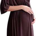 Ekouaer 3 in 1 Labor/Delivery/Hospital Gown Maternity Dress Nursing Nightgown Sleepwear for Breastfeeding (Medium, Maroon)