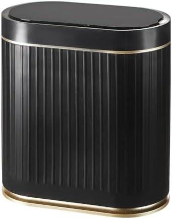 SYNCVIBE Bathroom Sensor Trash Can with Lid Automatic 2 Gallon Small Sensor Garbage Bin, 7.5 Liter Motion Sensor Smart Rubbish Bin Bathroom Decor, Slim Waterproof Plastic Garbage Can, Black Gold
