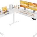 Agilestic 59 Inch L Shaped Standing Desk Adjustable Height, Electric Corner Standing Desk, Sit Stand Computer Table with Splice Board, White