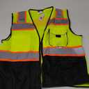 Dib Safety Vest Reflective with Pockets and Zipper, High Visibility Mesh ANSI Class 2, Made with 3M Reflective Tape, Yellow and Black Large