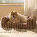 Bedsure ComfyFleece Orthopedic Dog Bed for Small Dogs, Waterproof Memory Foam Small Pet Beds with Sides, Non-Slip Bottom and Egg-Crate Foam Medium Dog Couch Sofa with Washable Corduroy Cover, Brown