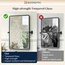 Keonjinn Large Pivot Mirror Bathroom, 40 x 30 Inch Beveled Tilt Mirror Bathroom, Black Metal Framed Mirrors with Rounded Corner, Farmhouse Rectangle Vanity Mirrors for Wall (Horizontal/Vertical)
