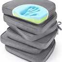SUNROX Gel Memory Foam Chair Cushions, FadeShield Water-, Stain-Resistant Durable Reversible Seat Cushion Pads with Ties for Indoor/Outdoor Kitchen Dining Office 17"x16" Set of 6, Heather Charcoal