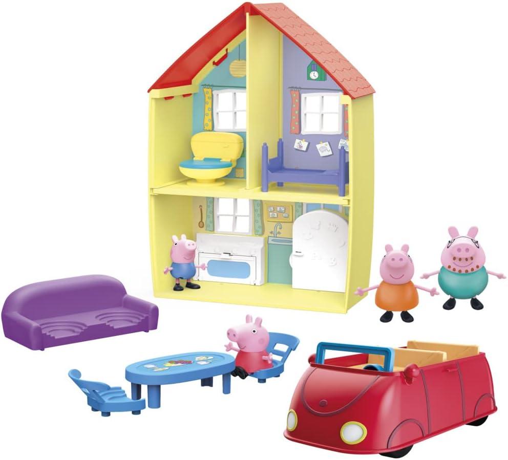 Peppa Pig Toys Peppa's Family Home Combo, House Playset with 4 Figures and Car, Preschool Toys for 3 Year Old Girls and Boys and Up  