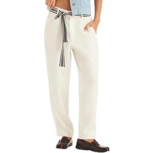 Nautica Women's Belted Trouser Pant, Ivory, 12
