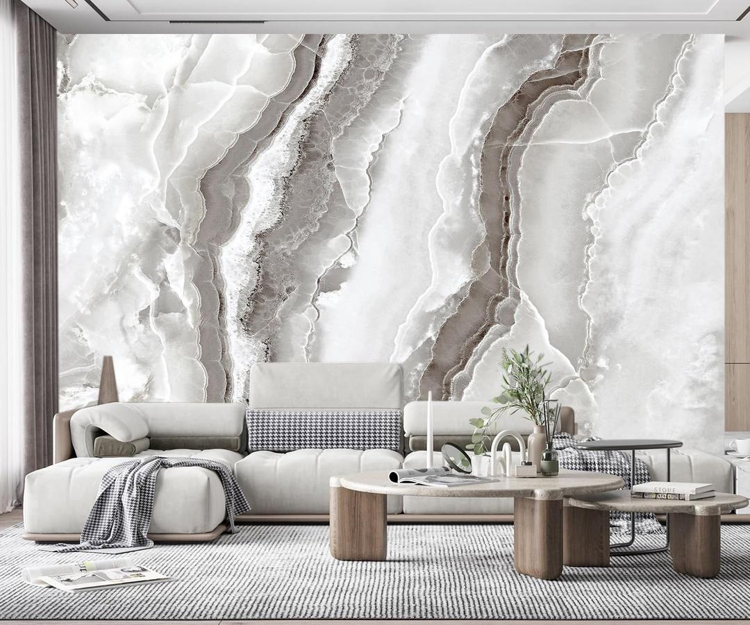 Gray Simple Marble Bedroom Wallpaper Mural Mural47 S 100" Wx73 H(Not Peel and Stick) (M47)