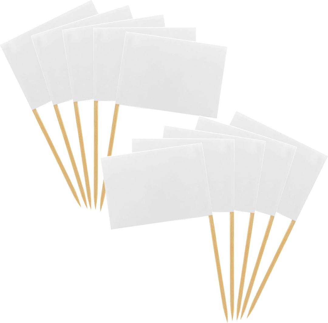 3 x [100 Pack] Blank Toothpick Flags, Cheese Markers for Charcuterie Board Food Label Cupcake Toppers Pick Cocktail Picks for Appetizers, Party Buffet, Cupcake, Food, Fruit, Party Decoration
