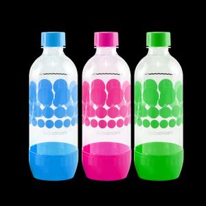 Original Sodastream Three Pack 1 Liter Carbonating Bottles - Lasts 2 years - Purple, Blue, and Green