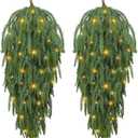 2 Pcs 28" Lighted Artificial Christmas Teardrop Swags with 20 Warm White Lights, Timer, 35 Norfolk Pine, Hanging Christmas Teardrop Door Swag Wreath for Xmas Holiday Mantle Fireplace Indoor Outdoor