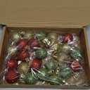 Skylety 36 Pieces Christmas Mini Glitter Glass Resin Ornaments Set Small Resin Xmas Hanging Ornaments Miniature Balls Tree for Christmas Tree Decoration(Gold, Red, Green)