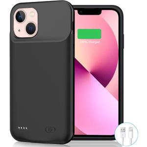 Battery Case iPhone 13 Mini, 6500mAh Slim Portable Rechargeable Protective Battery Pack Cover Power Bank Charging Case Compatible with iPhone 13 Mini (5.4 inch) Extended Power Charger Cover(Black)
