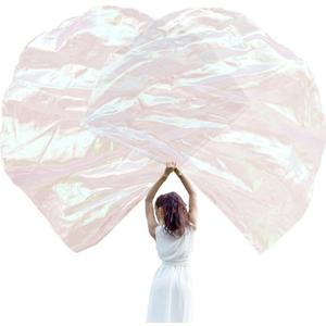 Jetec 2 Pcs 74"x55" Worship Flags for Dance Church Praise Dance Flag with Flexible Rod Semicircle Angel Wing for Outdoor Stage Performance Religious Activities(Transparent White,Solid Color)