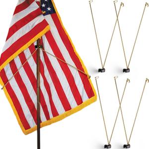 Gisafai 4 Pieces Flag Spreader for Indoor American Flags Pole Display Juneteenth Flagpole Hardware Supplies, Gold