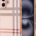 LINXUXIE Phone Case for iPhone 16 Plus, Fashion Leather Phone Case, Soft TPU Drop Protection Shockproof Protective Phone Holder Women (for iPhone 16 Plus)