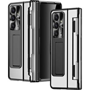 for Samsung Galaxy Z Fold 7 Crystal Clear Case with Privacy Screen Protector, One-Piece Design Fold-able Hinge Cover Kickstand Shockproof Hard PC Anti-spy Protective Case for Z Fold 7 Black
