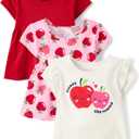 The Children's Place Baby-Girls and Toddler Short Sleeve Everyday Casual Knit Shirt (2T, Apple 3-pack)