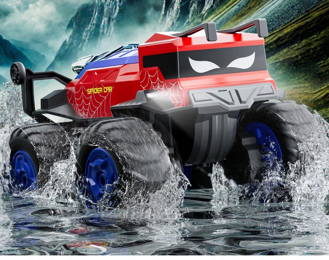 Remote Control Monster Truck Waterproof RC Cars for Boy, 1:14 Scale 4WD Amphibious All Terrain Off-Road Remote Control Car Kids Toys for Boys and Girls Ages 8+  And Up (Red)
