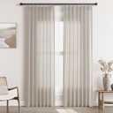 Apricot Pinch Pleat Linen Curtains 84 Inch Length 2 Panels Set for Bedroom Dinging Room Semi Sheer Boho Farmhouse Neutral Window Curtains 84 Inches Long for Living Room Nursery 40x84