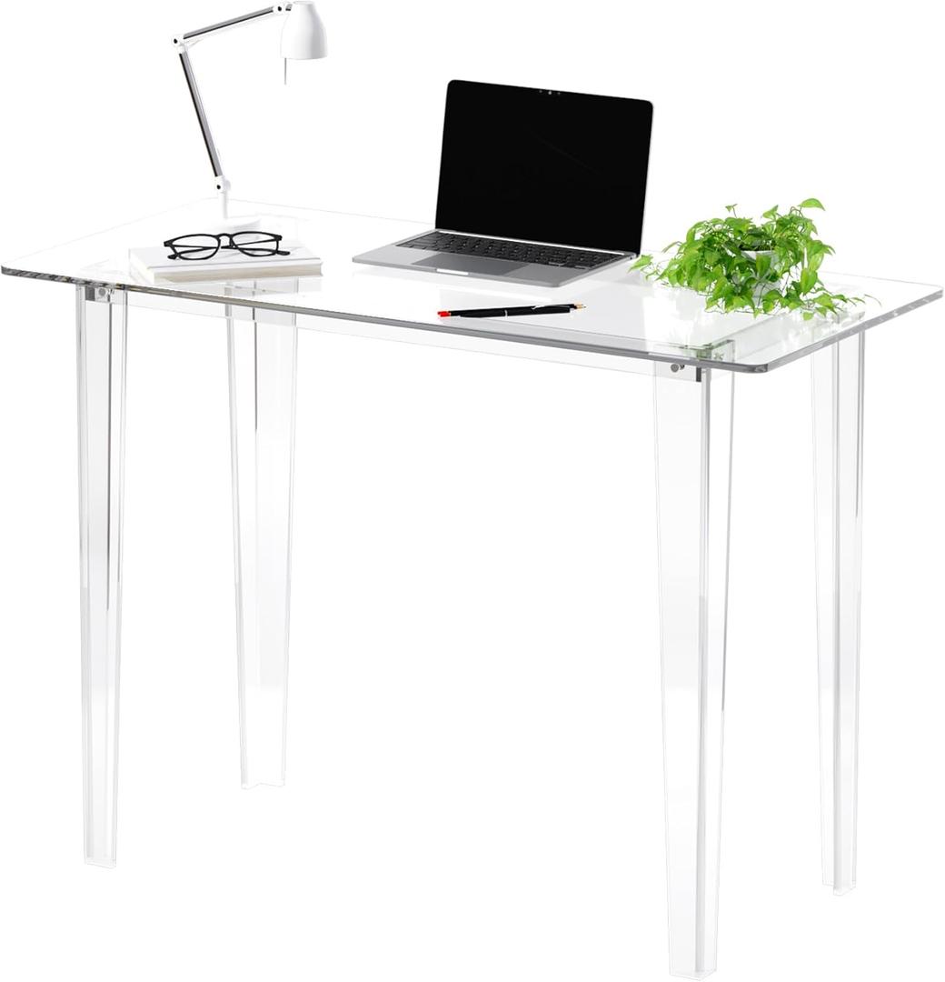 Acrylic Desk, Modern Study Table for HomeOffice-Extended Surface Multi-Purpose Console & EntrywayTable, Sturdy Lightweight Design