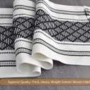 Boho Table Runner with Fringe 14 x 90 Inches, Black & Cream | Woven Washable Console Tabletop Runner / Dresser Scarf, Farmhouse Extra Long Heavy Cotton Table Topper Cover