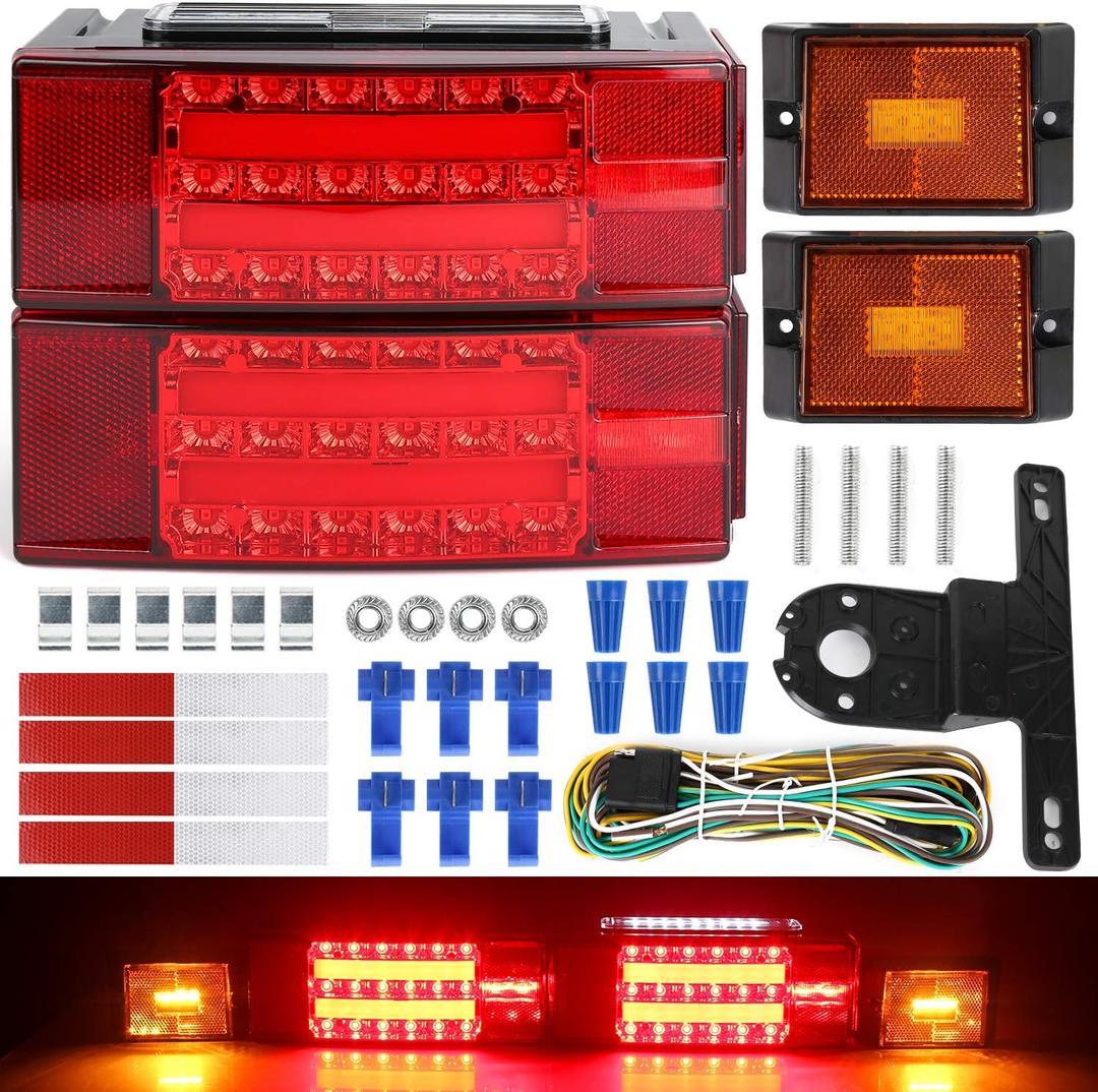 LINKITOM New Submersible LED Trailer Light Kit, Super Bright Brake Stop Turn Tail License Lights for Camper Truck RV Boat Snowmobile Over 80" Inches LINKITOM New Submersible LED Trailer Light Kit, Super Bright Brake Stop Turn Tail License Lights for Camper Truck RV Boat Snowmobile Over 80" Inches