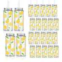 Whaline 20Pcs Lemon Plastic Cups with Lids and Straws Clear Party Drinking Cups Summer Lemon Reusable Tumblers for Wedding Baby Shower Birthday Party Supplies