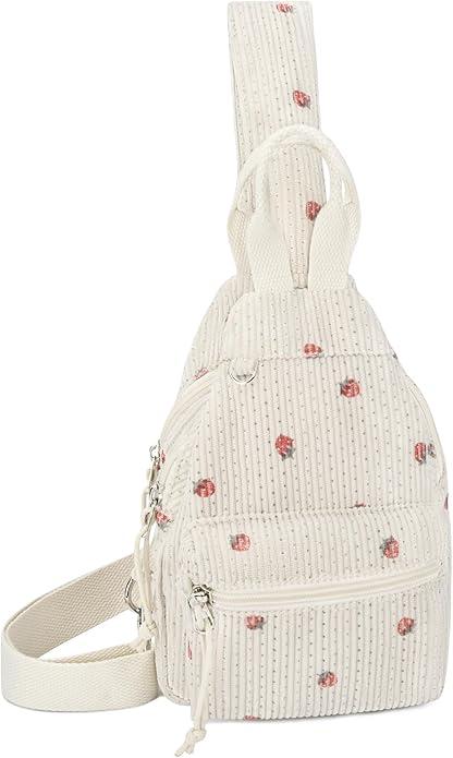 Corduroy Crossbody Sling Bag for Women, Cross Body Sling Chest Bag for Shopping