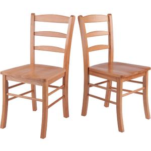 Winsome Benjamin Ladder Back Chairs, Light Oak Finish, Set of 2 (16.6W x 20.5D x 34.7H In, Natural)