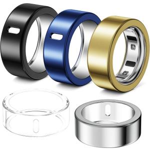 5 Pack Ring Cover Compatible with Oura Ring Gen 4/Oura Ring Gen 3 Horizon/Heritage, Abrasion-Resistant TPU Case for Oura Ring Protector Accessories for Oura Size 9 (Clear+Black+Silver+Gold+Blue)