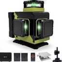 Laser Level 360 Self Leveling, 3x360° 3D High Brightness Green Laser Level, Lazer Leveler Tool for Picture Hanging, 2*3600mAh Type-C Rechargeable Batteries, Magnetic Stand & Hard Case Included