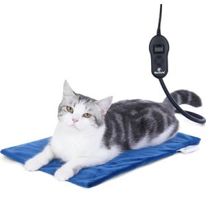 MARUNDA Pet Heating Pad,5 Adjustable Temperature Dog Cat Heating Pad with Timer, Waterproof & Auto Constant Temperature, Chew Resistant Steel Cord (Dark Blue, M16" x 20")