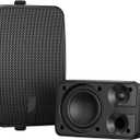 Altavoces para exteriores para patio, porche, cenador, garaje. Altavoz activo de montaje en pared pasivo de 400 W. Sistema de sonido estreo para interiores y exteriores, entrada auxiliar, IPX5
