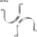 HARFINGTON 20pcs 4 Inch 102mm Conduit Clamps, M102 U Tube Pipe Clamp, Stainless Steel Rigid Pipe Strap, U Shaped Bracket with Two Hole for Pipe Tube Hose Wire Cord,Thick