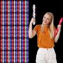 Junkin 54 Pcs 4th of July Glow Sticks Bulk 15.8" Red White Blue Foam Independence Day LED Glow Sticks with 3 Flashing Mode Star Pattern Patriotic Light for Memorial Day Birthday Party