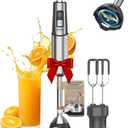 Anybear Immersion Blender, 1100W 2-in-1 Hand Held Blender with Full Copper Motor & Stainless Steel Body, 15 Speed & Turbo Mode Hand Mixer, Blade with Anti-scratch Coating (Gray) (Brown)