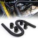 iRKY 48" Flexible Radiator Hose Stainless Steel Universal Water Hoses Adapter Coolant Radiator Hose Kit With 4Pcs Chrome Caps (8 Clamps, Black)