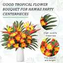 Hotop 8 Set/ 32 Pcs Artificial Tropical Flower Bouquets Bulk for Hawaii Centerpieces Bird of Paradise Lily Bouquet Permanent Flower Tropical Plant Party Office Home Decor (Sunset Red)