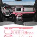 Hoolcar 24Pcs Pink ABS Interior Trim Decor Cover Interior Accessories Kit Fit for 2021-2024 Ford Bronco Center Console Dash Panel Cover & AC Vent Ring Cover & Dashboard Grab Handle Cover