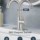 FORIOUS Single Handle Bathroom Sink Faucet 1 or 3 Hole Brushed Nickle, 360 Swivel Gooseneck Spout, Lead-Free, with cUPC Hose and Metal Pop Up Drain, Suitable for Bar Kitchen RV Vanity (Stainless Steel)