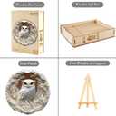 Wooden Puzzles Adults 300 Pieces, White Owl Animal Shaped Wood Puzzle with Unique 3D Paper Carved Effect, Challenging Jigsaw Puzzles, Christmas Birthday Gifts for Women Mom, Wall Decor13.3in
