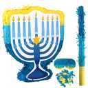 Menorah Pinata Set Hanukkah Winter Birthday Party Supplies with Eye Mask Sticks Hanukkah Themed Party Holiday Games Newborn Baby Photo Prop Decoration