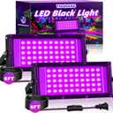 50W LED Black Light IP66 Waterproof,Outdoor Blacklight Flood Light with Plug+Switch+Cord, for Halloween Neon Glow in The Dark Party Body Paint Fluorescent Poster Classroom Club Dance Party, 2 Pack