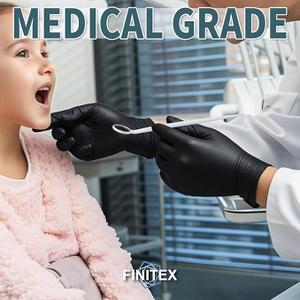 FINITEX Black Nitrile Disposable Medical Exam Gloves 5 mil Powder-free Latex-Free 1000 PCS Examination Glove, L FINITEX Black Nitrile Disposable Medical Exam Gloves 5 mil Powder-free Latex-Free 1000 PCS Examination Glove, L